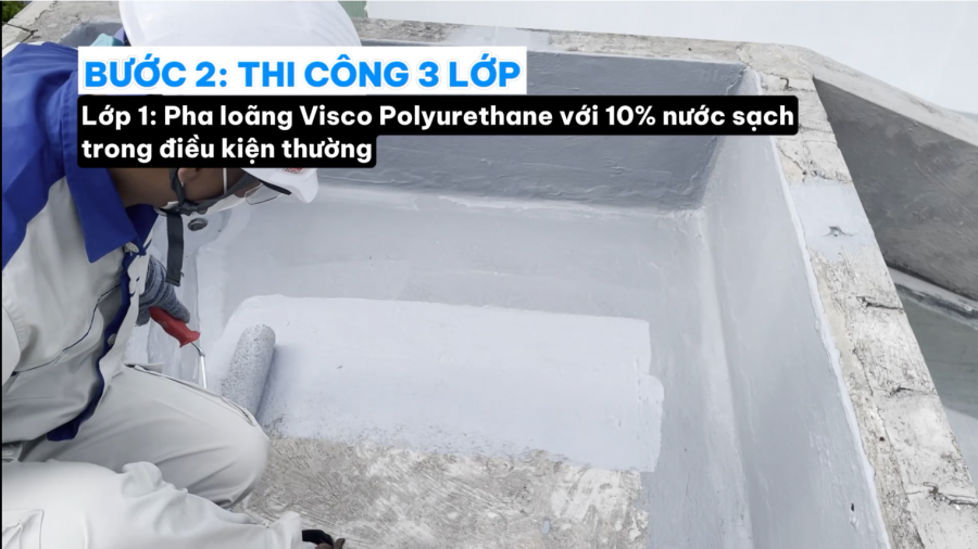 Hướng Dẫn Thi Công Chống Thấm Visco PU Cho Sàn Mái Lộ Thiên