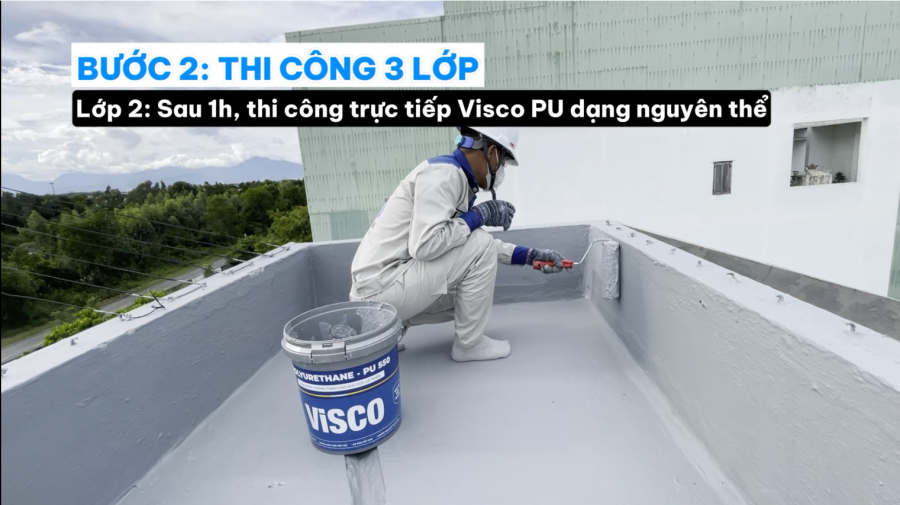 Hướng Dẫn Thi Công Chống Thấm Visco PU Cho Sàn Mái Lộ Thiên