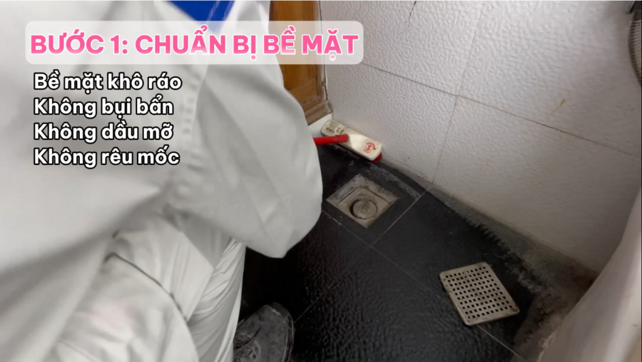 Thi công sơn chống thấm trong suốt Visco cho khu vực nhà vệ sinh