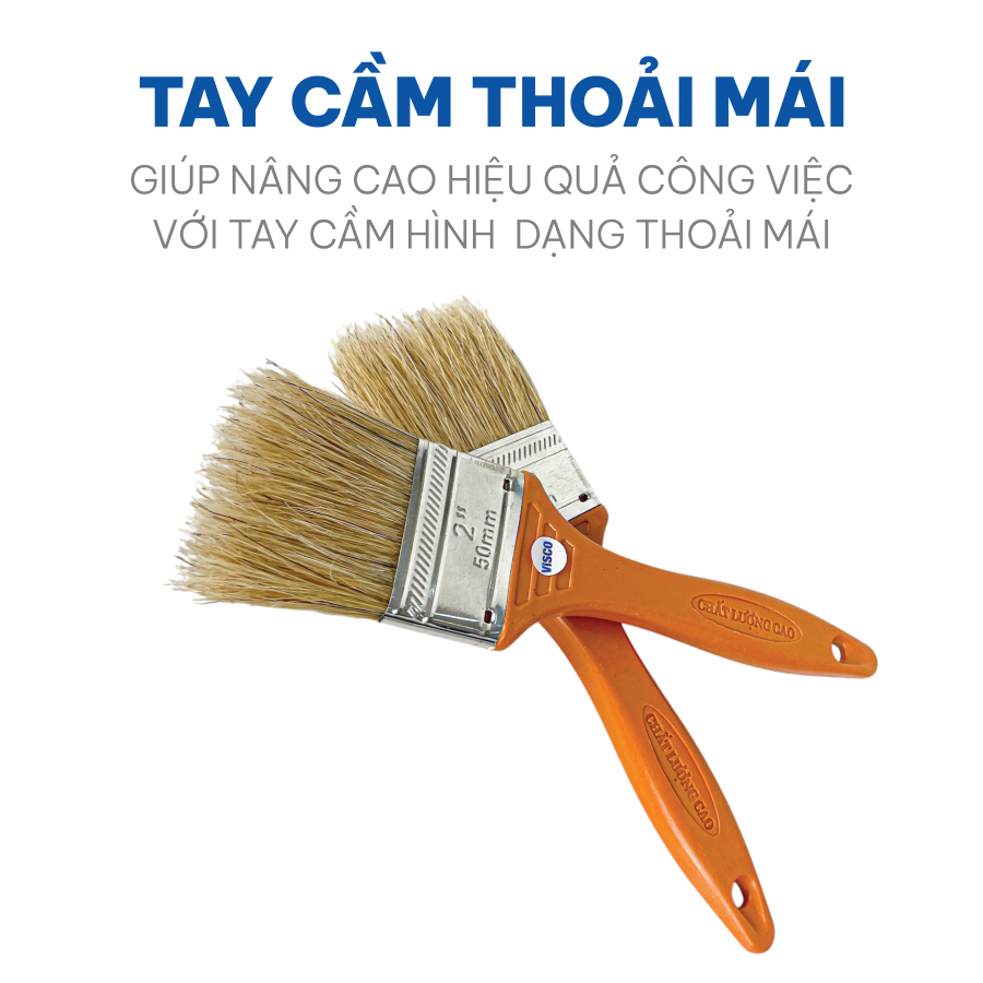 Cọ Quét Sơn 2Inch (5cm) Cán Nhựa Cam Visco VN, Cọ Sơn Đa Năng Chất Lượng Cao
