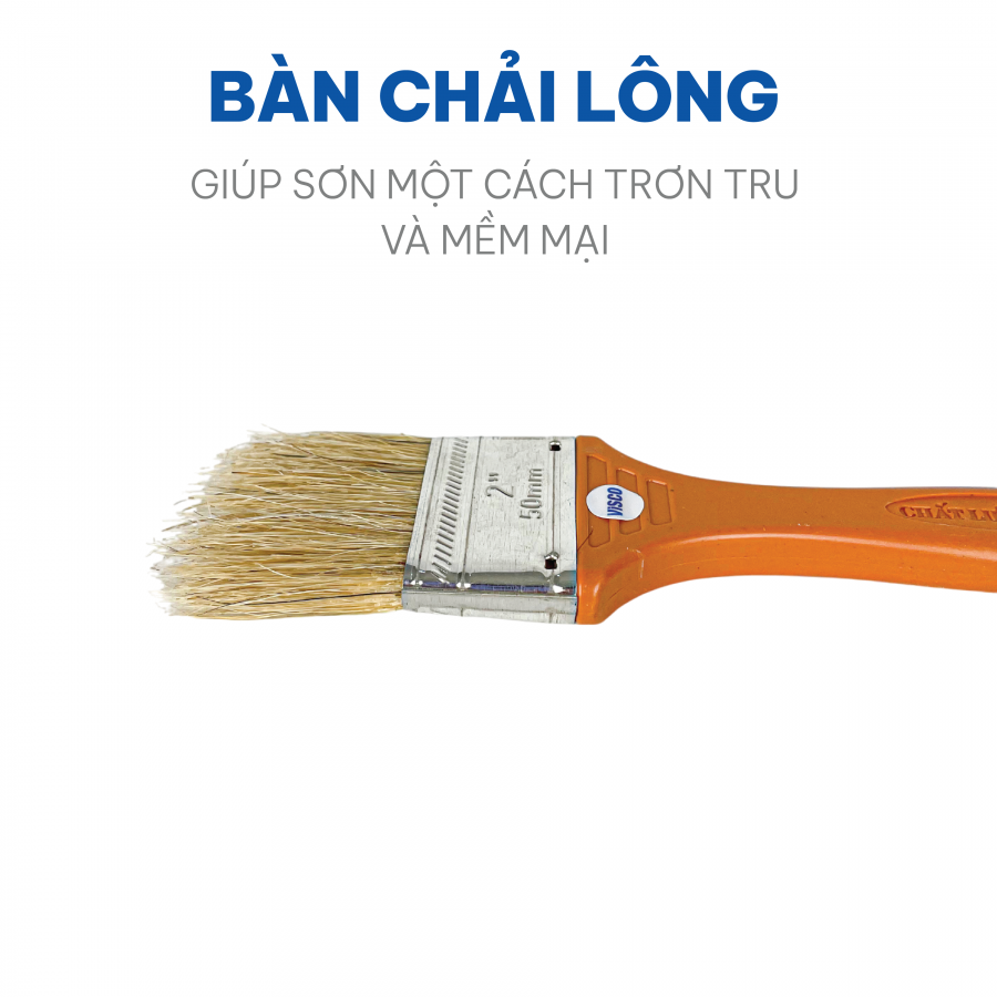 Cọ Quét Sơn 2Inch (5cm) Cán Nhựa Cam Visco VN, Cọ Sơn Đa Năng Chất Lượng Cao