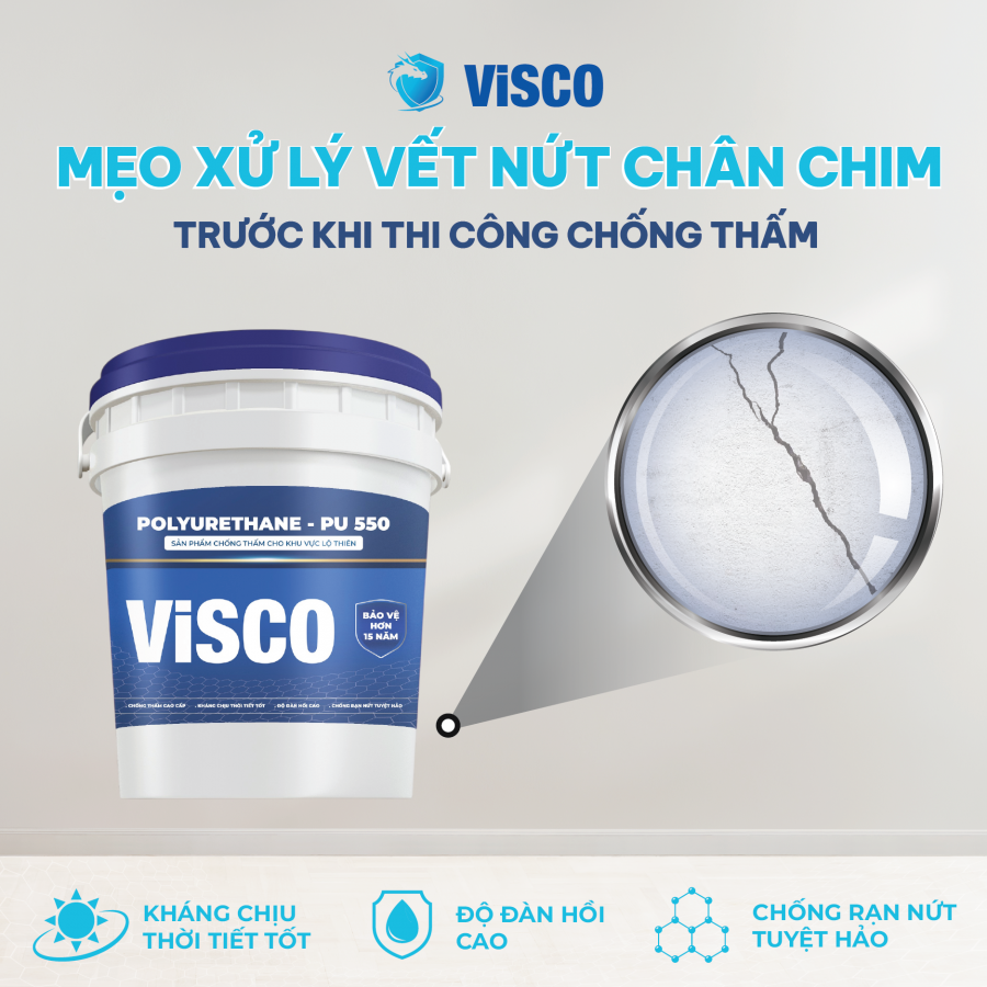 Cách xử lý vết nứt chân chim hiệu quả cho sân thượng, sàn mái và tường ngoài trời