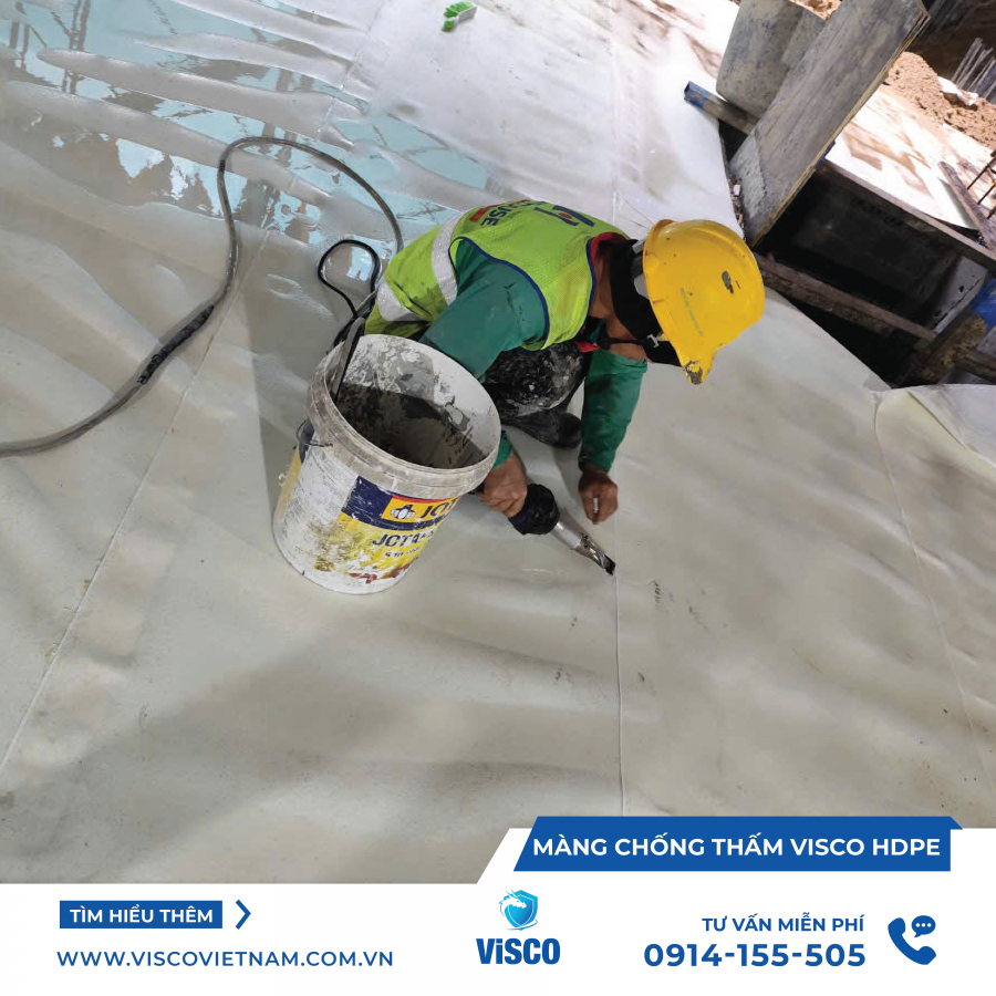 Màng Chống Thấm VISCO HDPE 12L (20x1m²) – Giải Pháp Chống Thấm Hiệu Quả, Bền Bỉ Trên 50 Năm
