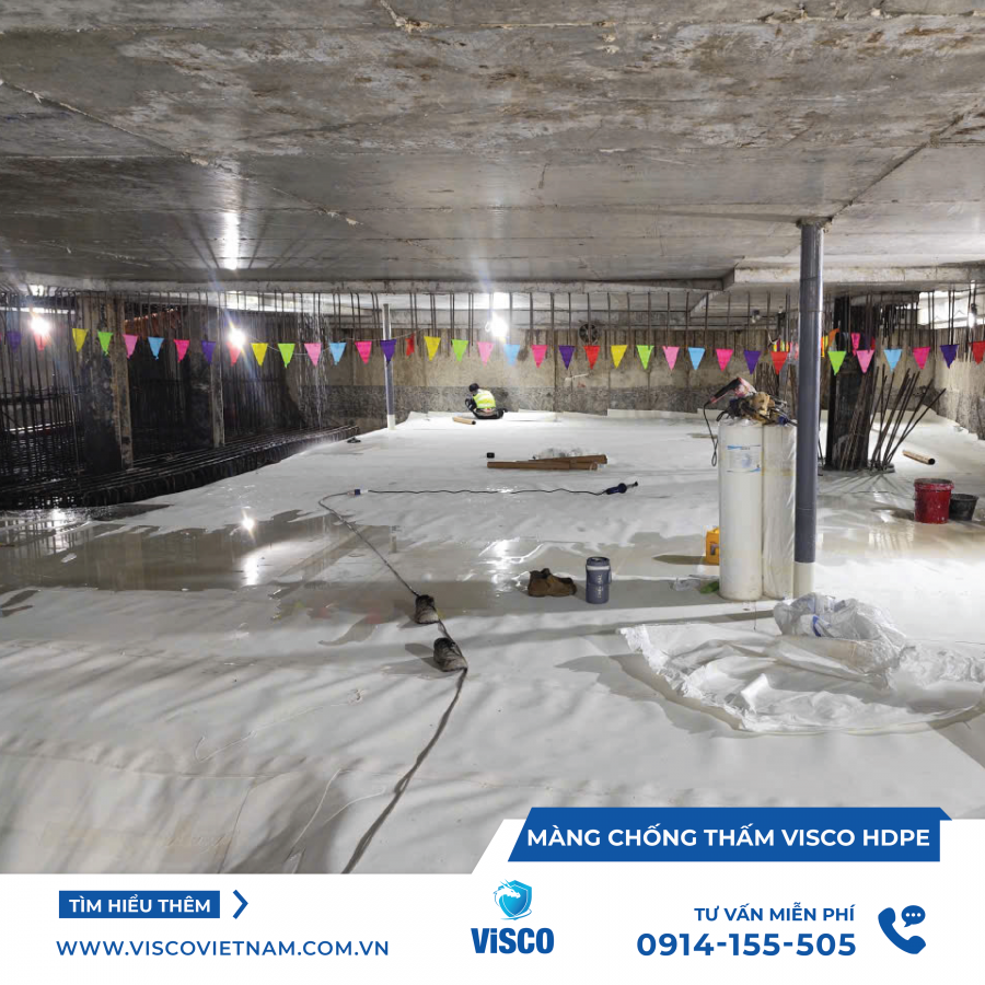 Màng Chống Thấm VISCO HDPE 12L (20x1m²) – Giải Pháp Chống Thấm Hiệu Quả, Bền Bỉ Trên 50 Năm