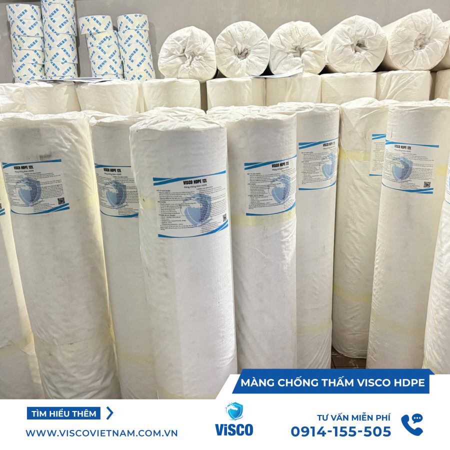 Màng Chống Thấm VISCO HDPE 12L (20x1m²) – Giải Pháp Chống Thấm Hiệu Quả, Bền Bỉ Trên 50 Năm
